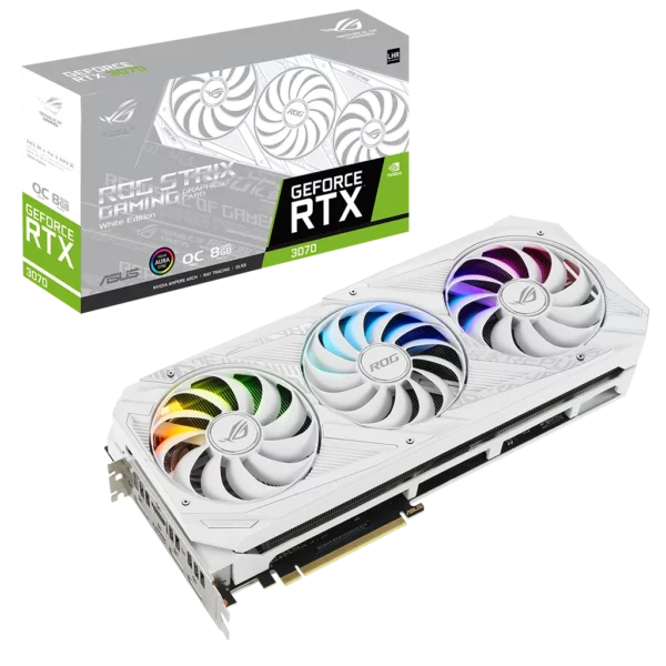 ASUS GeForce RTX 3070 ROG Strix V2 White OC Edition 8G LHR (ROG-STRIX-RTX3070-O8G-WHITE-V2)-1 Видеокарта ASUS GeForce RTX 3070 ROG Strix V2 White OC Edition 8G LHR (ROG-STRIX-RTX3070-O8G-WHITE-V2)