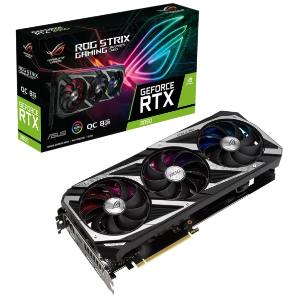 ASUS GeForce RTX 3050 ROG Strix OC Edition 8G (ROG-STRIX-RTX3050-O8G-GAMING) Видеокарта ASUS GeForce RTX 3050 ROG Strix OC Edition 8G (ROG-STRIX-RTX3050-O8G-GAMING)