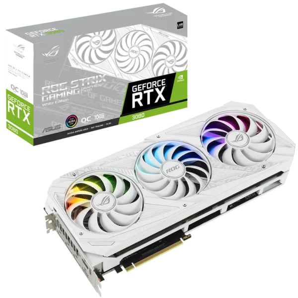 ASUS GeForce RTX 3080 ROG Strix V2 OC Edition White 10G LHR Видеокарта ASUS GeForce RTX 3080 ROG Strix V2 OC Edition White 10G LHR (ROG-STRIX-RTX3080-O10G-WHITE-V2)