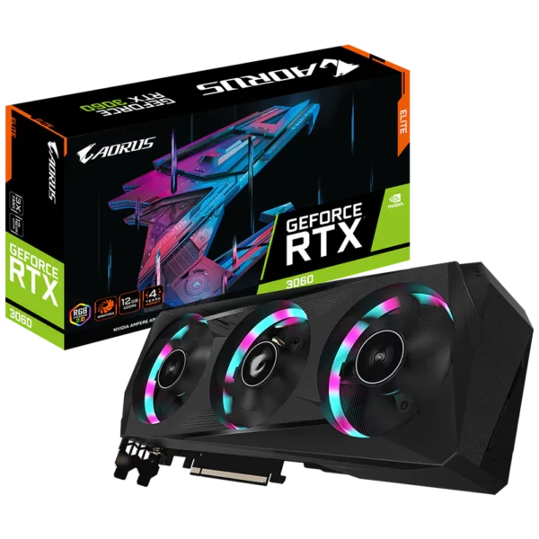 AORUS GeForce RTX 3060 ELITE 12G LHR-1 Видеокарта AORUS GeForce RTX 3060 ELITE 12G LHR (GV-N3060AORUS E-12GD 2.0)