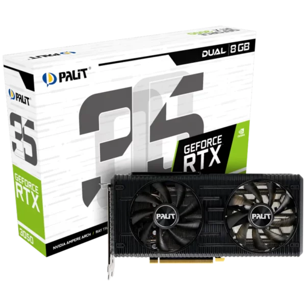 Palit GeForce RTX 3050 DUAL 8G (NE63050019P1-190AD) Видеокарта Palit GeForce RTX 3050 DUAL 8G (NE63050019P1-190AD)