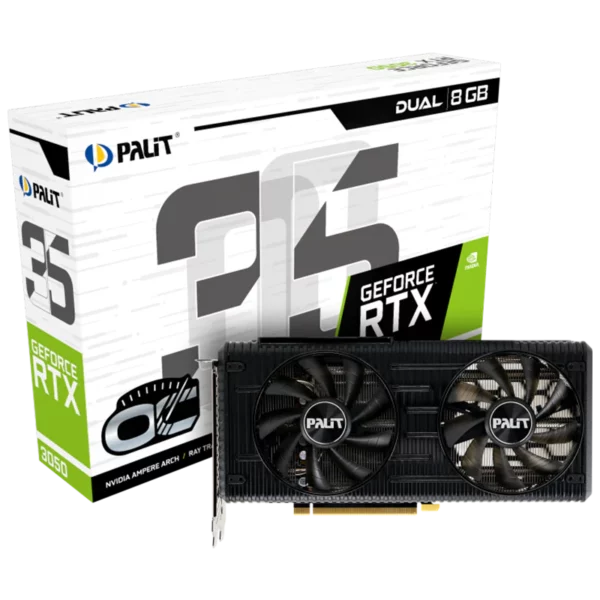 Palit GeForce RTX 3050 DUAL OC 8G-3 Видеокарта Palit GeForce RTX 3050 DUAL OC 8G (NE63050T19P1-190AD)